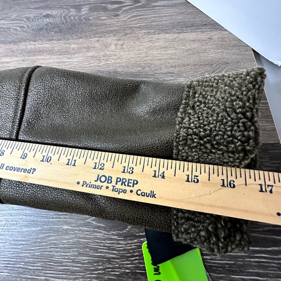 Sam Edelman Women's Sydney Hooded Faux Shearling Dark Olive Jacket size L - Picture 16 of 16